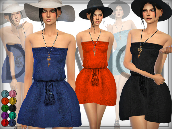 Sims 4 Embroidered Beach Dress by DarkNighTt at TSR