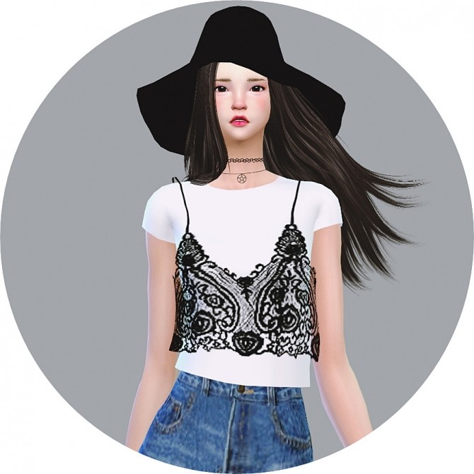 Sims 4 Lace Bustier With TShirt at Marigold