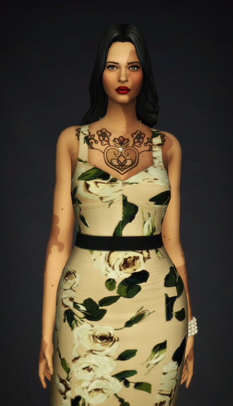 Sims 4 White rose pattern dress at Rusty Nail
