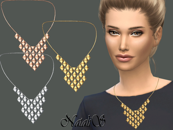 Sims 4 Triangles Chandelier Necklace by NataliS at TSR