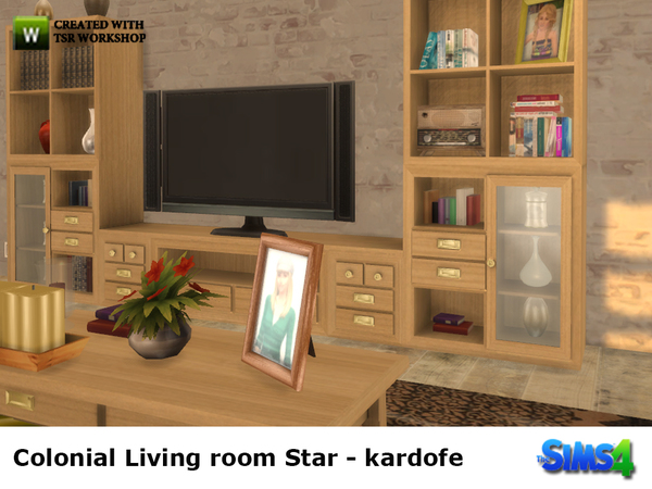 Sims 4 Colonial livingroom Star by kardofe at TSR