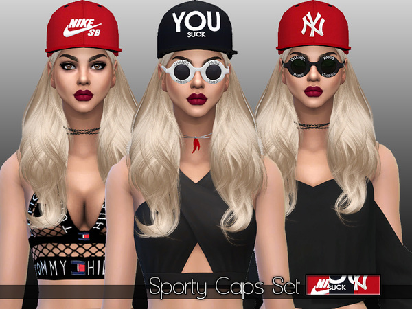 Sims 4 Sporty Caps Set by Pinkzombiecupcakes at TSR