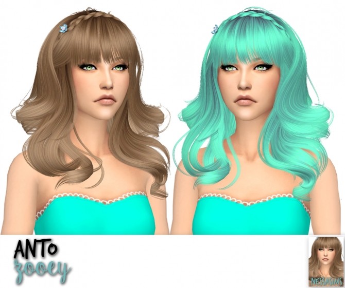 Sims 4 Anto ashley, himiko & zooey hair recolors at Nessa Sims