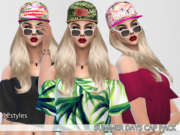 Sims 4 Summer Days Cap Pack by Pinkzombiecupcakes at TSR