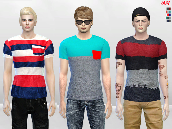 Sims 4 Striped and Curved Slim Fit Tees by McLayneSims at TSR