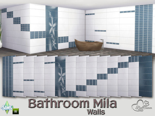 Sims 4 Mila Bathroom Tiles by BuffSumm at TSR