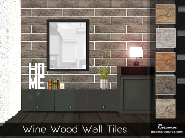 Sims 4 Wine Wood Wall Tiles by Rirann at TSR