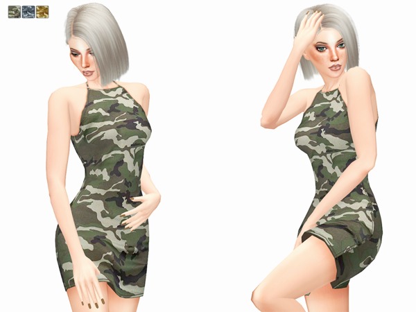 Sims 4 Camo Dress by itsleeloo at TSR