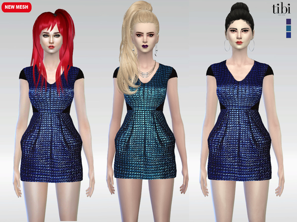 Sims 4 Vette Metallic Jacquard Dress by McLayneSims at TSR