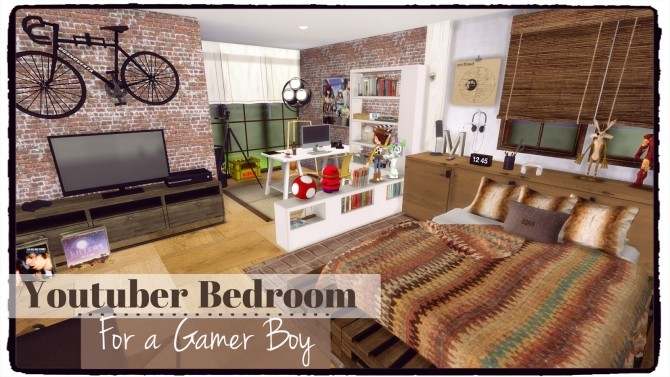 Sims 4 Youtuber Bedroom for a Gamer Boy at Dinha Gamer