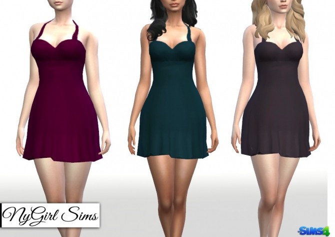 Sims 4 Flared Halter Cocktail Dress at NyGirl Sims