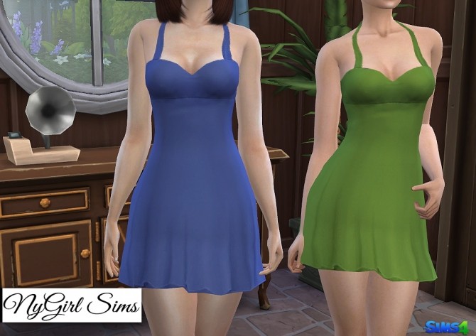 Sims 4 Flared Halter Cocktail Dress at NyGirl Sims