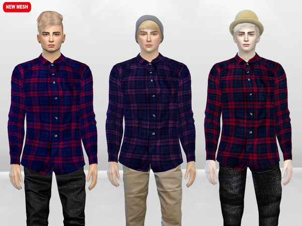 Sims 4 Roddy Gate Flannel Shirt by McLayneSims at TSR