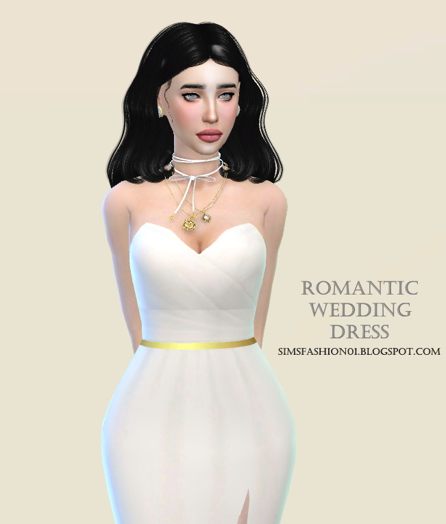 Sims 4 Wedding Dress With Gold Belt at Sims Fashion01