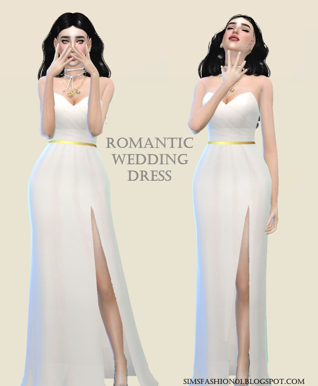 Sims 4 Wedding Dress With Gold Belt at Sims Fashion01