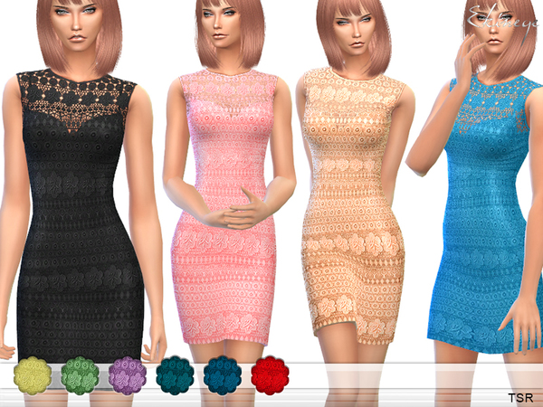 Sims 4 Crochet Panel Dress by ekinege at TSR