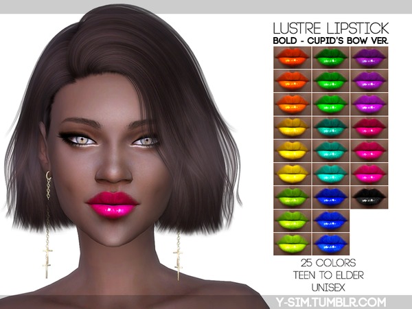 Sims 4 Lustre Lipstick Bold Bow by Y Sim at TSR