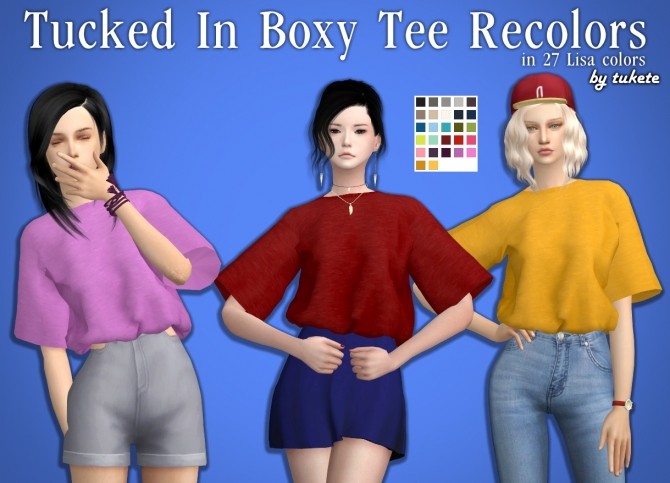 Sims 4 Tucked In Boxy Tee Recolors at Tukete