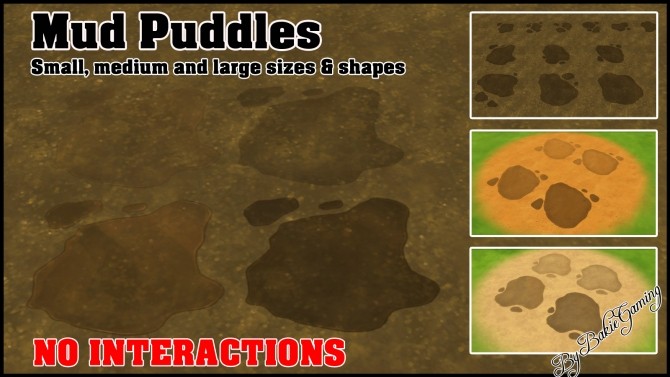 Sims 4 Mud Puddles No Interactions by Bakie at Mod The Sims