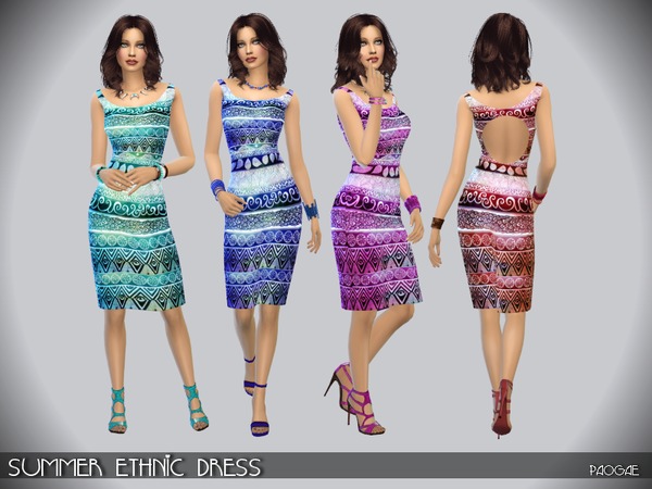 Sims 4 Summer Ethnic Dress by Paogae at TSR