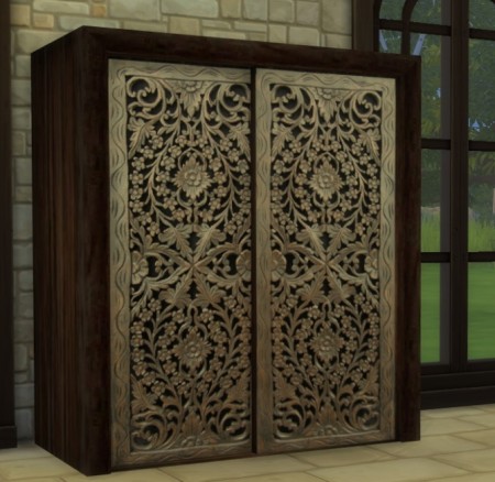 A Wooden Medieval Wardrobe/Closet at Sims 4 Studio