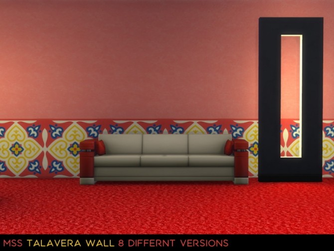 Sims 4 Talavera Wall by midnightskysims at SimsWorkshop