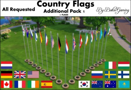 Animated Country Flagpoles Pack 1 by Bakie at Mod The Sims