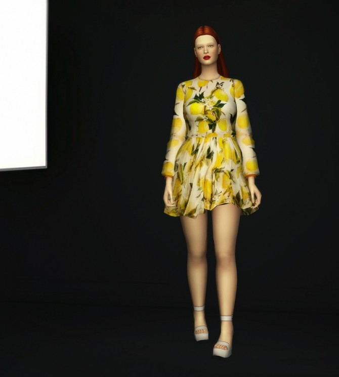 Sims 4 The bright lemon print dress at Rusty Nail