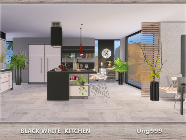 Sims 4 Black White Kitchen by ung999 at TSR