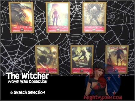 The Witcher Novel Covers Wall Collection by Nightvyxen at SimsWorkshop