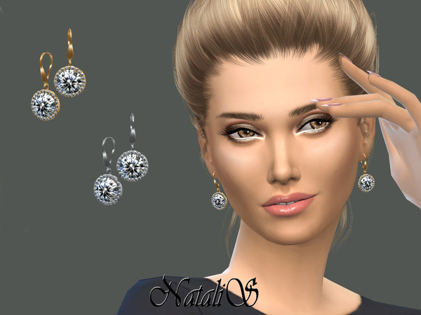 Sims 4 Halo daimond drop earrings by NataliS at TSR