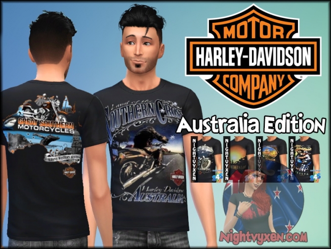 Harley Davidson Australia Edition Shirts By Nightvyxen At Simsworkshop