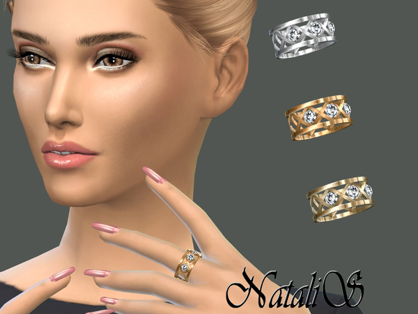 Sims 4 Cage and crystals ring by NataliS at TSR