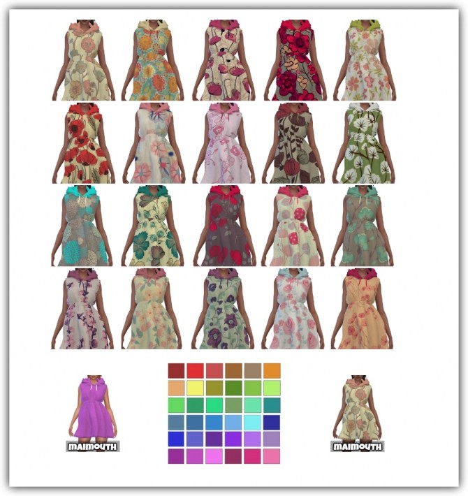 Sims 4 Hood Sleeveless Dress Recolors at Maimouth Sims4