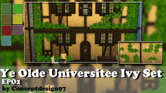 Sims 4 Ye Olde Universitee Ivy Set by ConceptDesign97 at SimsWorkshop