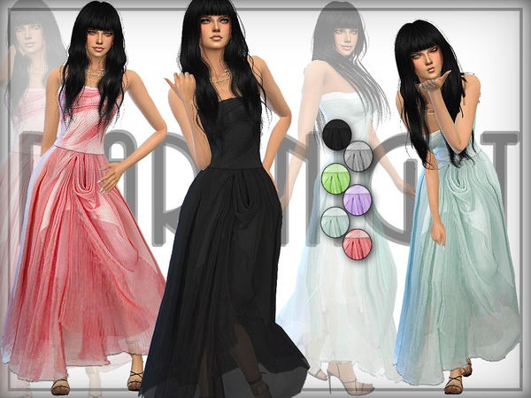 Sims 4 Sleeveless Draped Gown by DarkNighTt at TSR