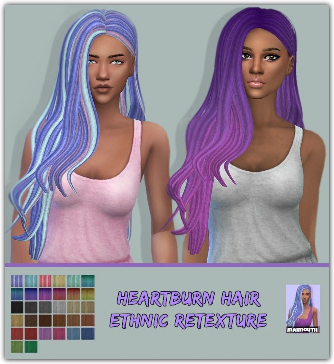 Sims 4 Heartburn Hair Ethnic Retexture at Maimouth Sims4