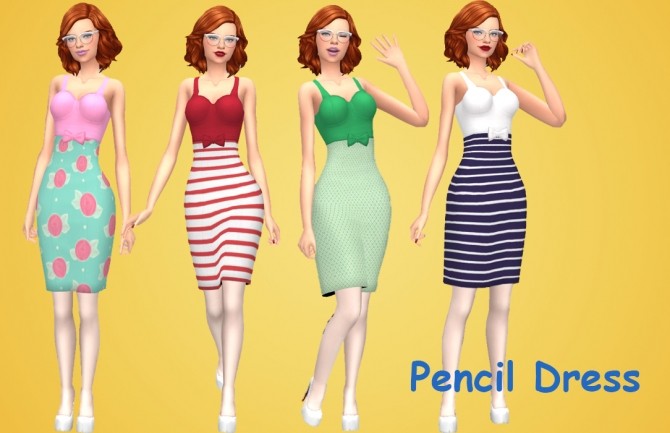 Sims 4 Pencil Dress by Annabellee25 at SimsWorkshop