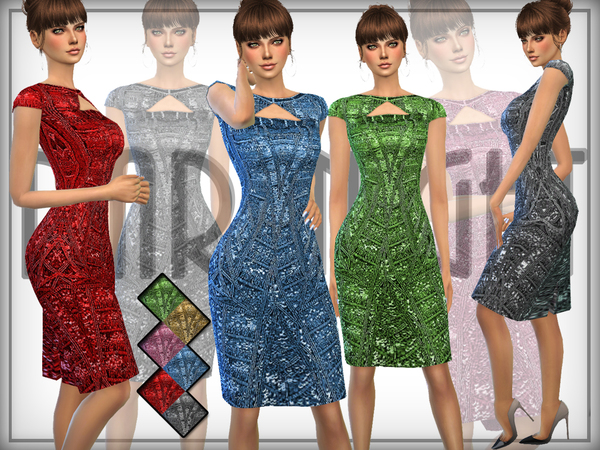 Sims 4 Sequin Stones Dress by DarkNighTt at TSR