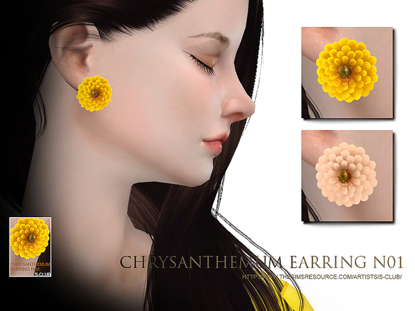 Sims 4 Chrysanthemum earrings N01 by S Club WM at TSR