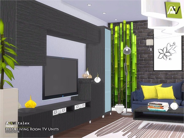 Sims 4 Besta Living Room TV Units by ArtVitalex at TSR