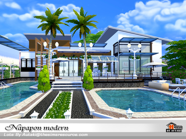 Sims 4 Napapon Modern house by autaki at TSR