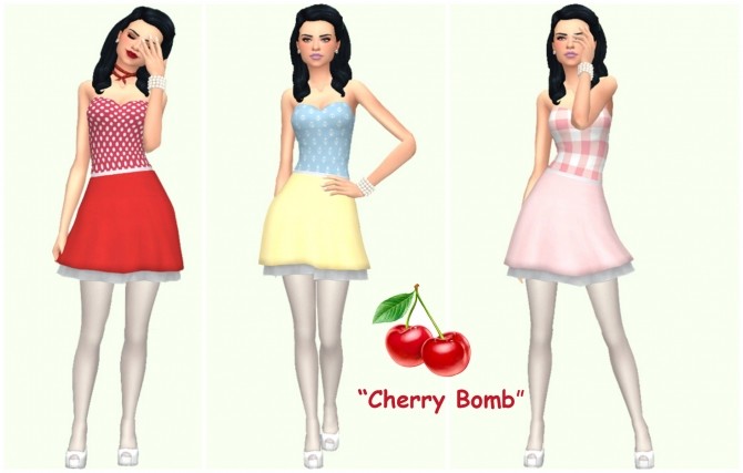 Sims 4 Cherry Bomb Dress by Annabellee25 at SimsWorkshop