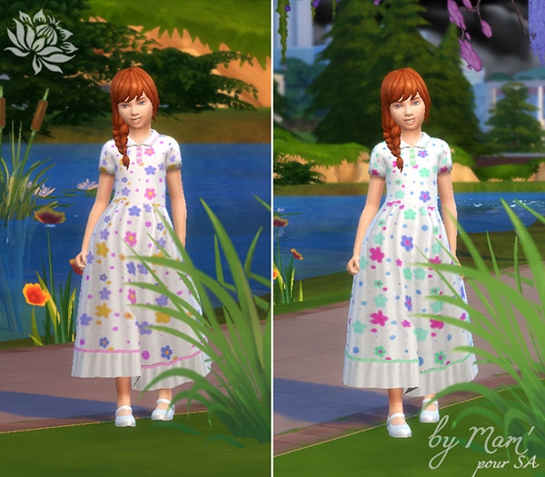 Sims 4 Floralie dress by Maman Gateau at Sims Artists
