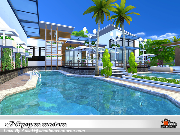 Sims 4 Napapon Modern house by autaki at TSR