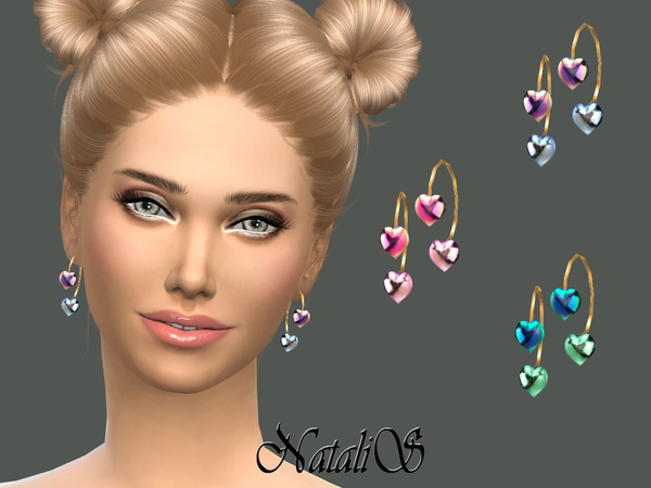 Sims 4 Gradient heart earrings by NataliS at TSR