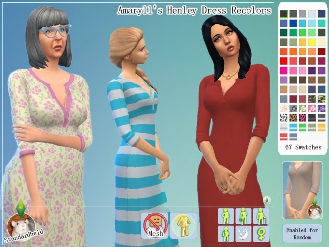 Sims 4 Henley dress recolors by Standardheld at SimsWorkshop