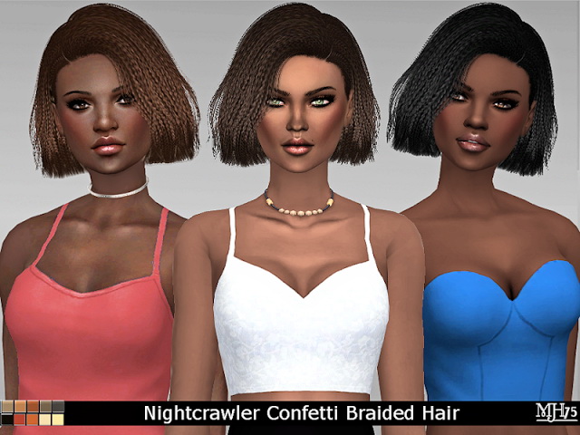 Sims 4 Nightcrawler Confetti Hair Braided by Margeh75 at Sims Addictions