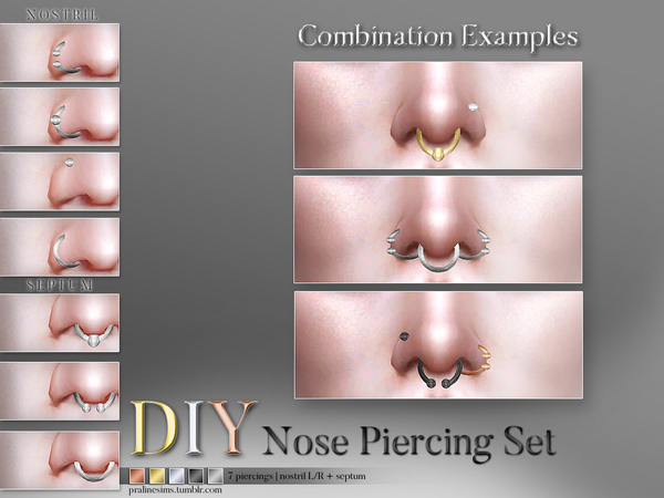 Sims 4 DIY Nose Piercing Set by Pralinesims at TSR
