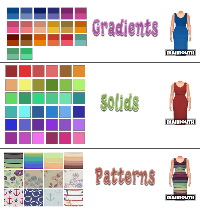 Sims 4 Casual Dress Recolors by maimouth at SimsWorkshop